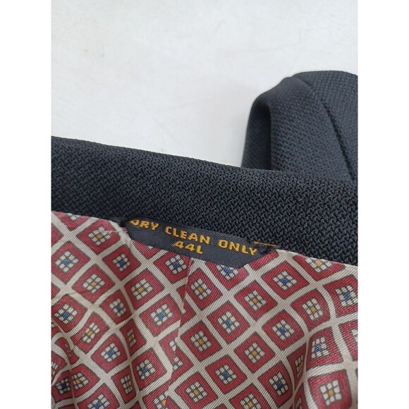 Vtg Haggar Mens Blazer Jacket Size 44L Black 2 Button Sport Coat Gold Buttons - Picture 7 of 7